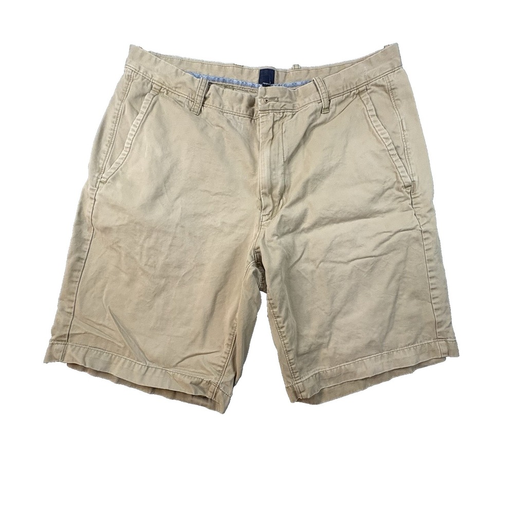 Gap Men's 37 Tan Khaki Chino Shorts Flat Front Casual Cotton Preppy SEE DESCRIPT
